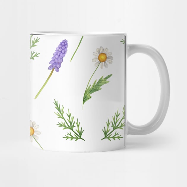 White Daisy, Lavender and Fern Floral by VioletGrant